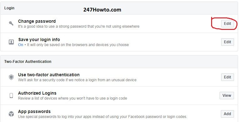 Password on Facebook
