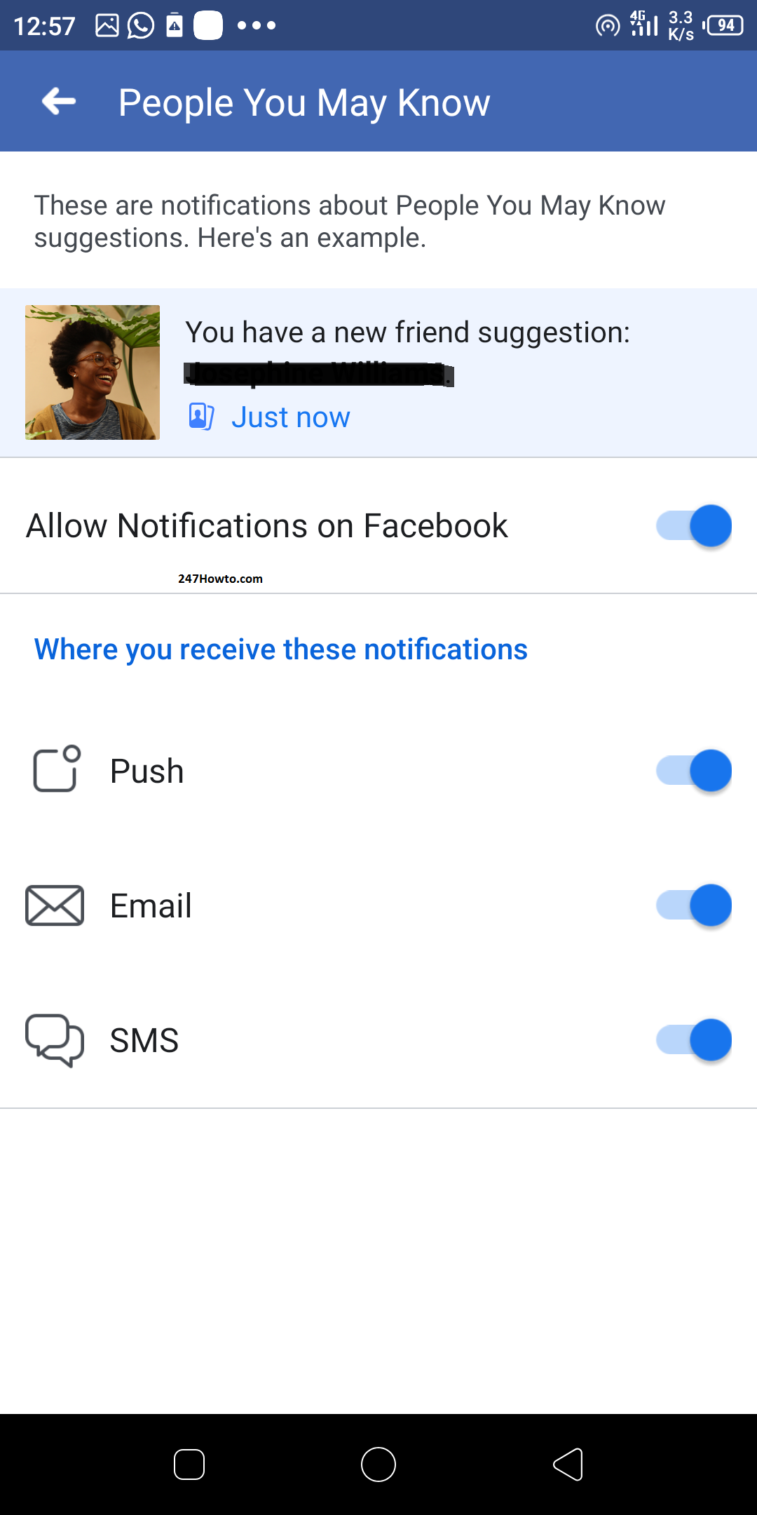 change facebook notification for people you may know