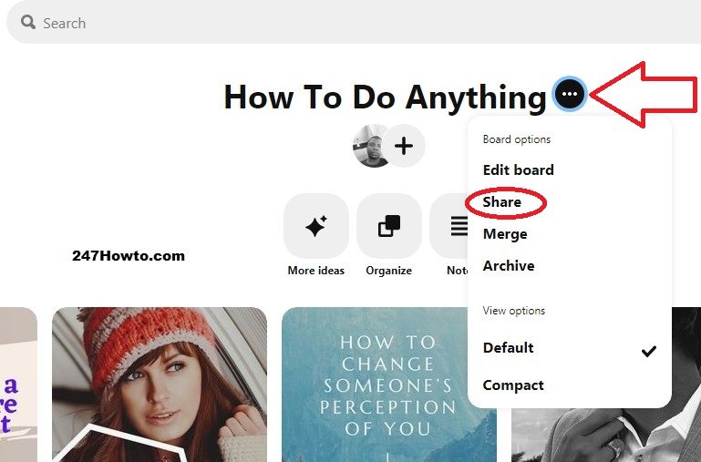 How to send a Pinterest board