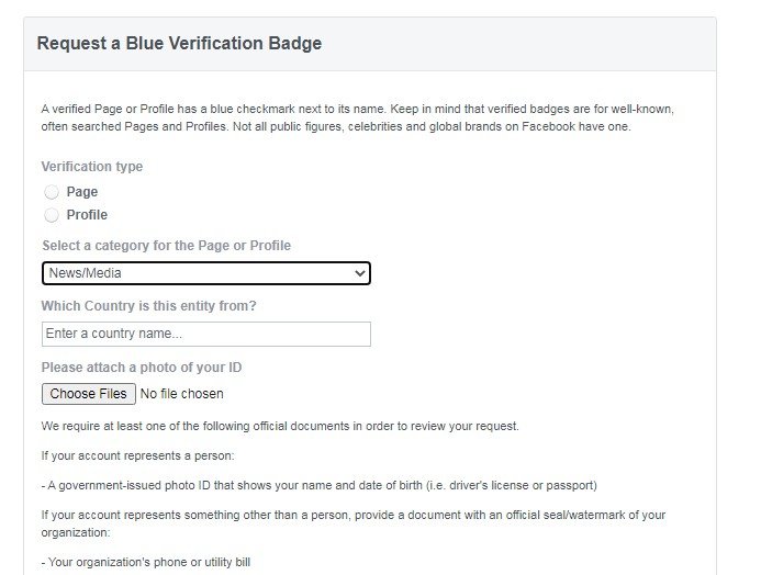 How to verify my Facebook account