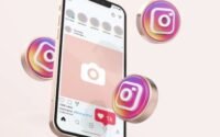 phone showing instagram account and instagram icons